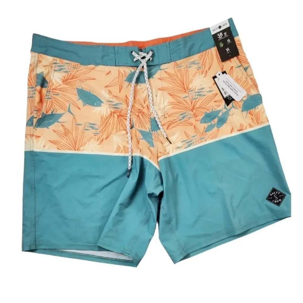 Salty Crew Men's Dark Aqua Tandem Board Shorts Size 38